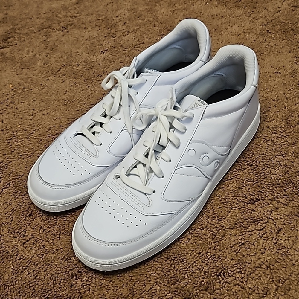 Saucony Men's Jazz Court Sneaker Low, White/ White Gum Sole, Size 13